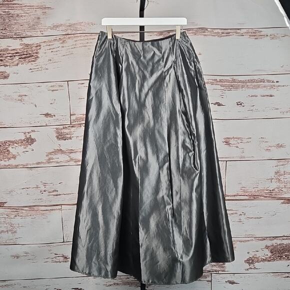 Vintage Y2K Scott McClintock Maxi Skirt Taffeta Shiny Silver Size 10 - Picture 1 of 6